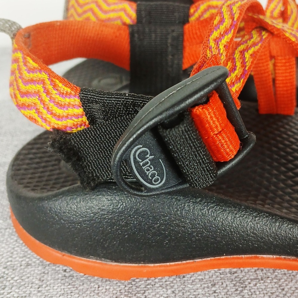 Chaco Z Cloud Womens Sandals Orange Yellow Chevron Double Strap Hiking Size 8 - Picture 13 of 13